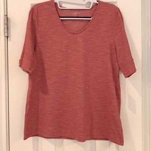 Talbots red short sleeve tee shirt with cute nautical design on sleeves.